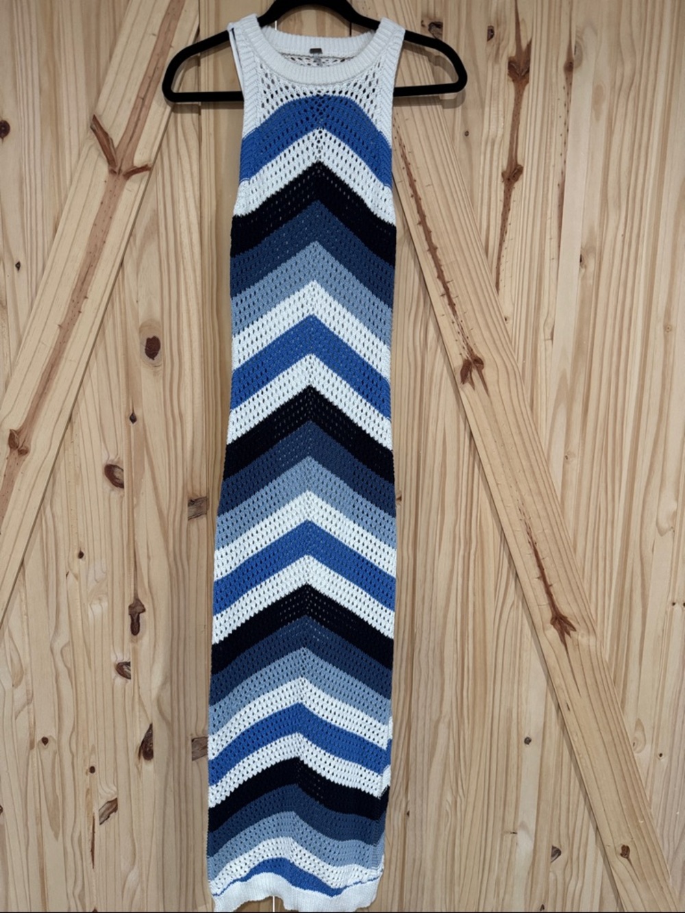 Blue Chevron Knit Maxi Dress